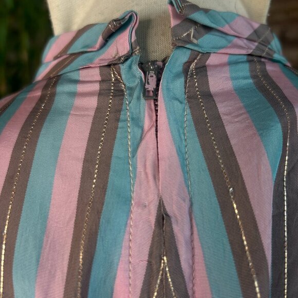 Mrs. America of California Vintage 50s 60s Striped Maternity Top Metal Zipper - Picture 4 of 7